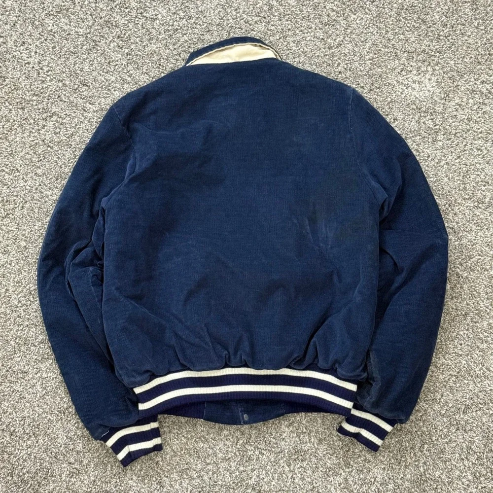 Vintage 80s Champion‎ Notre Dame Corduroy Bomber Jacket Mens M Navy USA Made